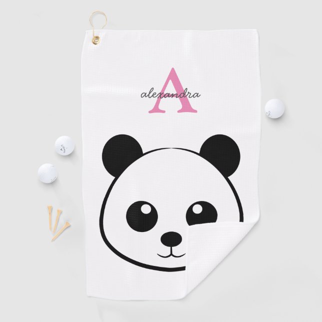 Cute panda bear custom Monogram  Golf Towel (InSitu)