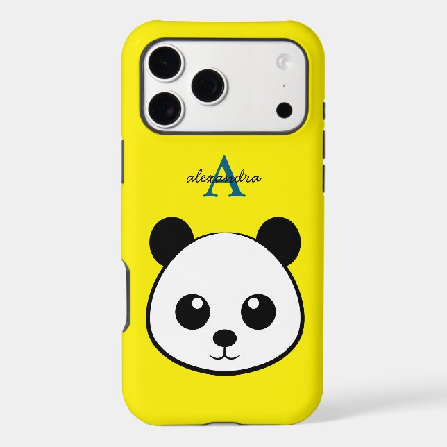 Cute Panda Bear Custom Monogram iPhone Case  (Back)