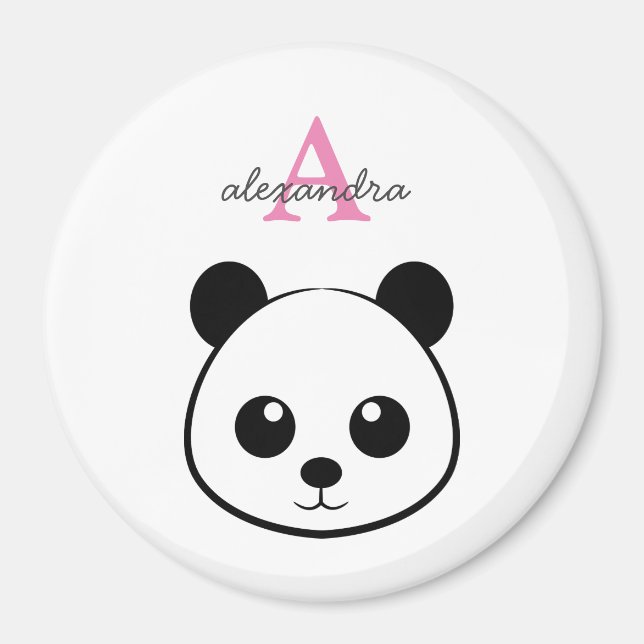 Cute panda bear custom Monogram  Magnet (Front)