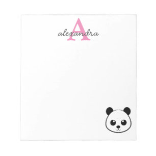Cute panda bear custom Monogram  Notepad