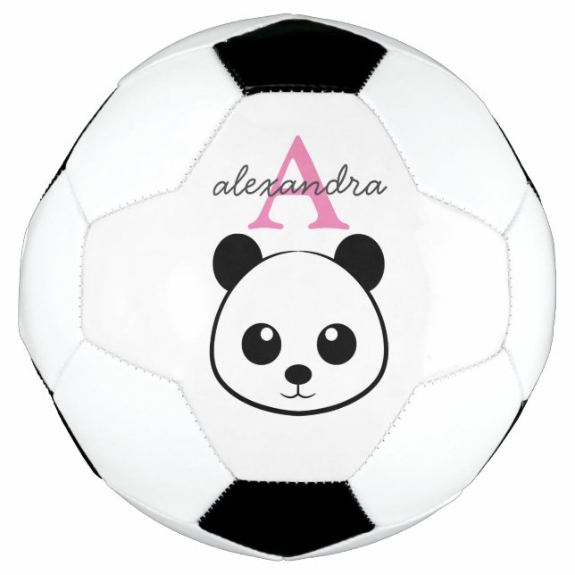 Cute Panda Bear Custom Monogram – Personalised Football (Front)