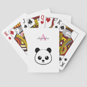 Cute panda bear custom Monogram  Playing Cards
