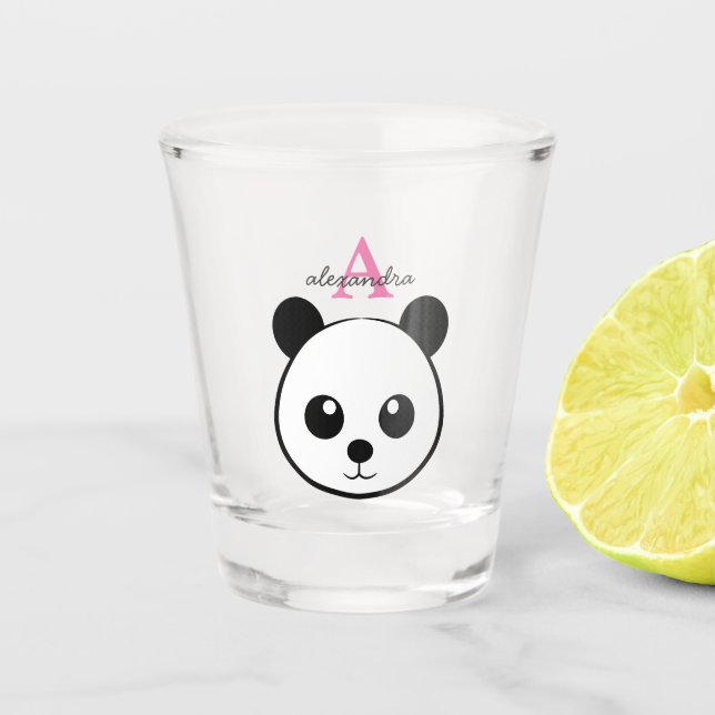 Cute panda bear custom Monogram  Shot Glass (Front)