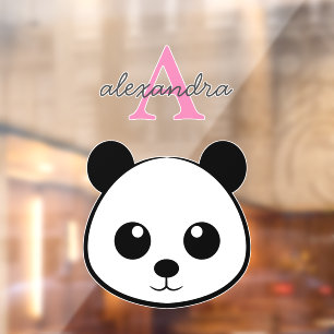 Cute panda bear custom Monogram  Window Cling