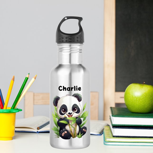 cute panda bear custom name 532 ml water bottle (Creator Uploaded)