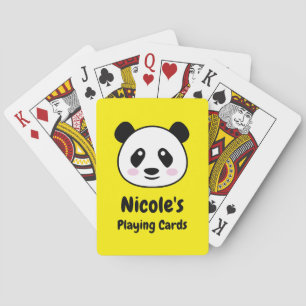 Cute panda bear drawing custom name kid's playing cards