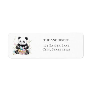 Cute panda bear Easter watercolor floral