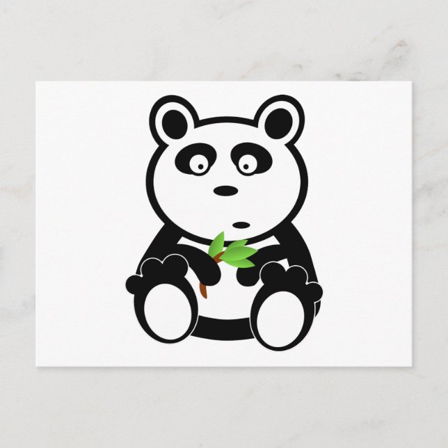 Cute Panda Bear Eating Bamboo Leaves Postcard (Front)