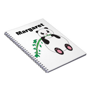 Cute Panda Bear Eating Bamboo Personalise Notebook
