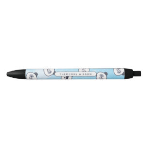 Cute Panda Bear Face Expression Script Name Black Ink Pen