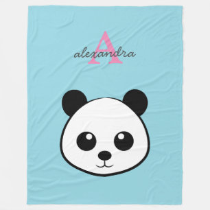 Cute Panda Bear Fleece Blanket Personalized