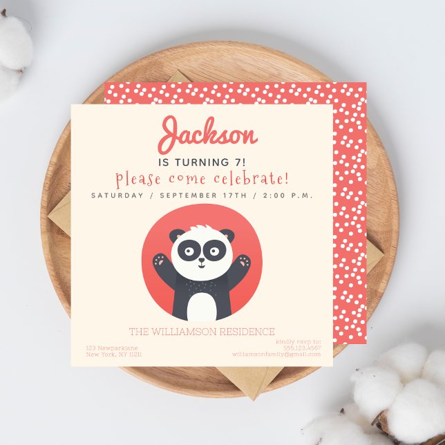 Cute Panda Bear Fun Kids Birthday Party Invitation (Creator Uploaded)