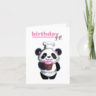 Cute Panda Bear Girl's Birthday Holiday Card