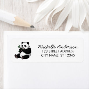 Cute Panda Bear Greenery Bamboo Return Address    