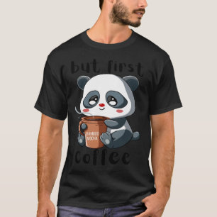 Cute Panda Bear Holding Coffee Cup Mocha Latte Cap T-Shirt