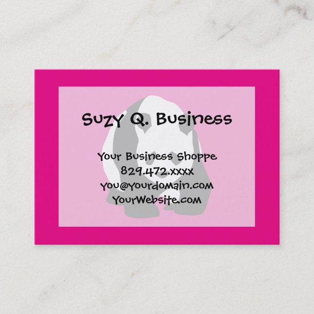 Cute Panda Bear Hot Pink Fuchsia Zoo Wildlife Gift Business Card (Front)