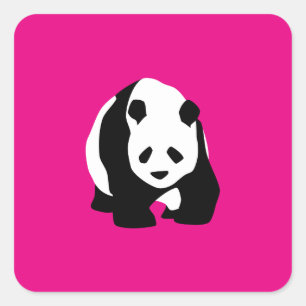 Cute Panda Bear Hot Pink Fuchsia Zoo Wildlife Gift Square Sticker