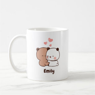 Cute Panda bear huging love, Personalised Name Coffee Mug