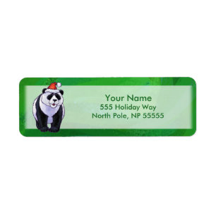 Cute Panda Bear in Santa Hat on Green