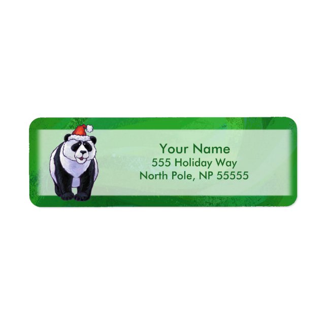 Cute Panda Bear in Santa Hat on Green (Front)
