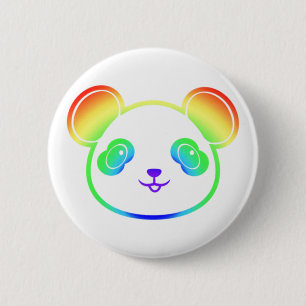 Cute Panda Bear In The Colours Of The Rainbow 6 Cm Round Badge