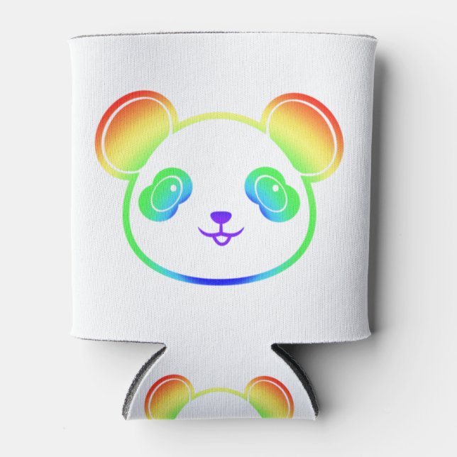 Cute Panda Bear In The Colours Of The Rainbow Can Cooler (Front)
