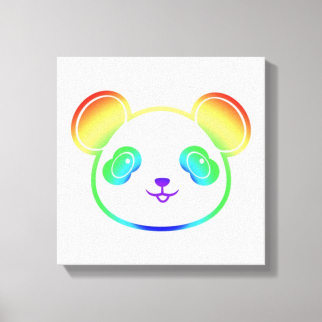 Cute Panda Bear In The Colours Of The Rainbow Canvas Print (Front)