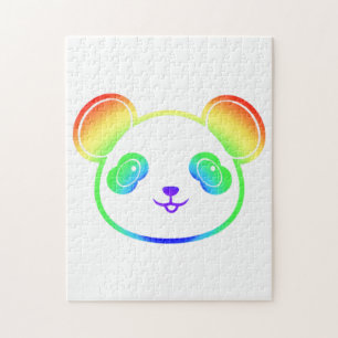 Cute Panda Bear In The Colours Of The Rainbow Jigsaw Puzzle