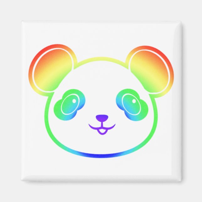 Cute Panda Bear In The Colours Of The Rainbow Magnet (Front)
