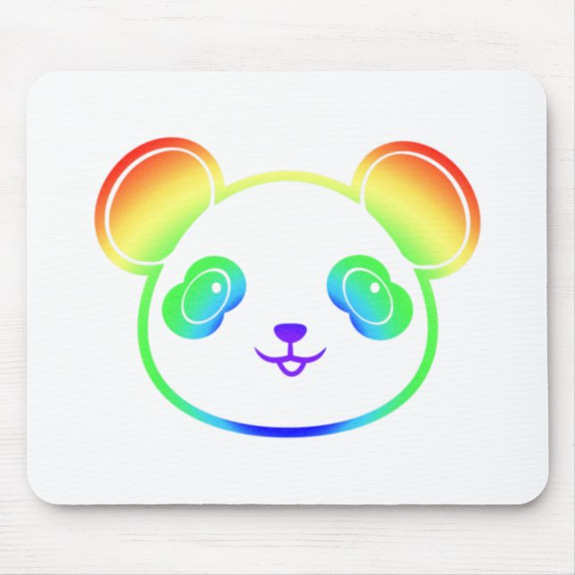 Cute Panda Bear In The Colours Of The Rainbow Mouse Mat (Front)