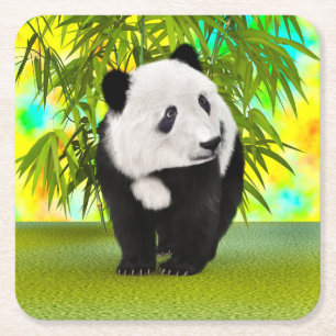 Cute Panda Bear Kawaii Animal Lover Perfect Gift Square Paper Coaster