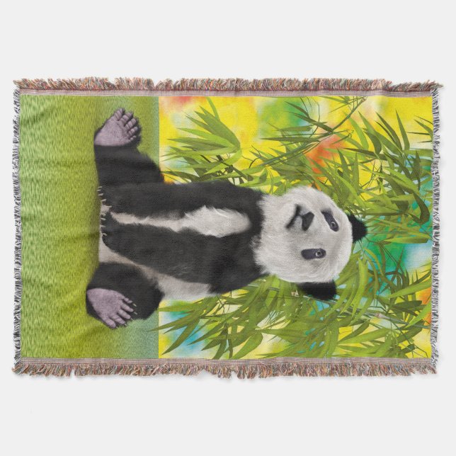 Cute Panda Bear Kawaii Animal Lover Perfect Gift Throw Blanket (Front)