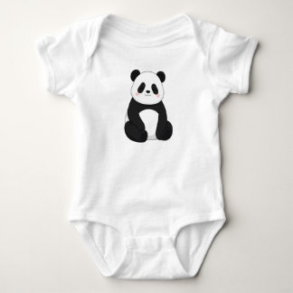 Cute Panda Bear Kawaii Black and White Baby Bodysuit