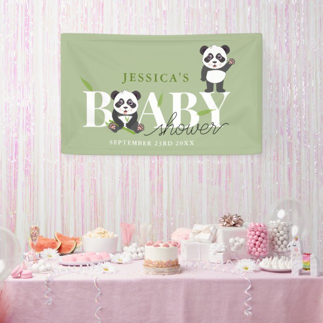 Cute Panda Bear Kawaii Gender Neutral Baby Shower Banner (Party)