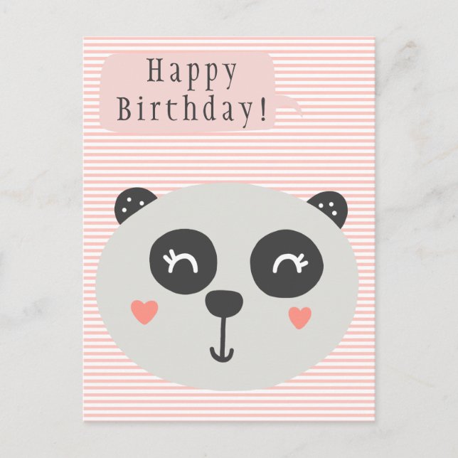 Cute Panda Bear - Kids Birthday Postcard (Front)