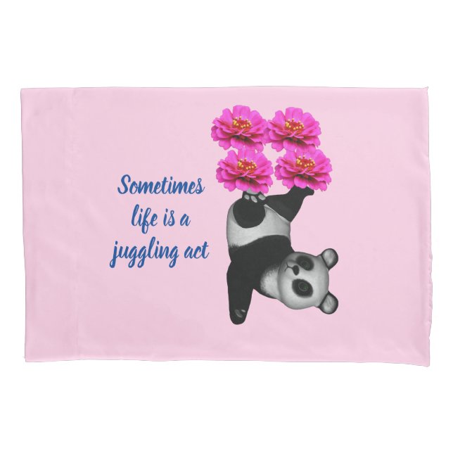 Cute Panda Bear Life Is A Juggling Act  Pillowcase (Front)