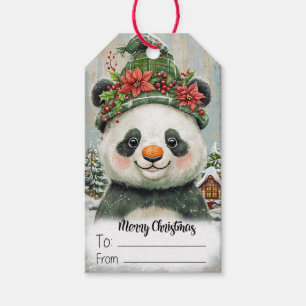 Cute Panda Bear Merry Christmas Gift Tags