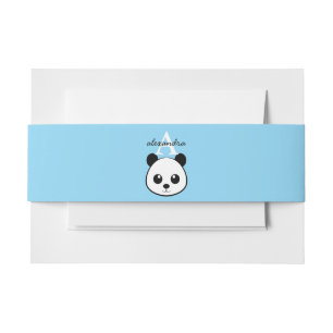 Cute Panda Bear Monogram Belly Band Custom Baby Invitation Belly Band