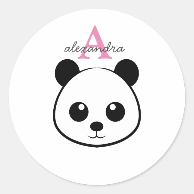 Cute Panda Bear Monogram Heart Sticker  (Front)
