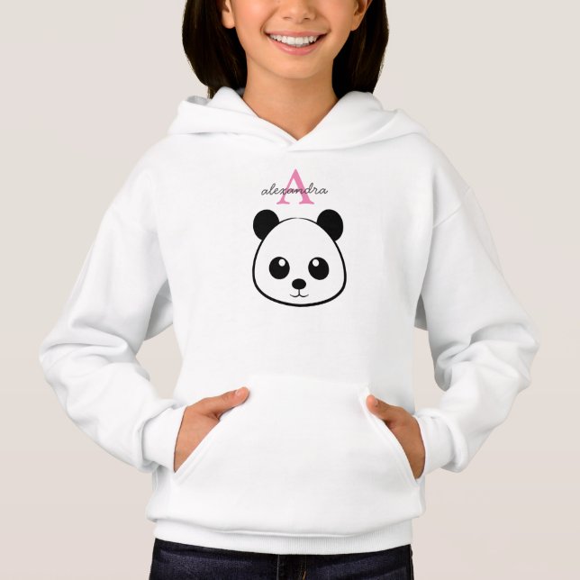 Cute Panda Bear Monogram Hoodie – Personalised  (Front)