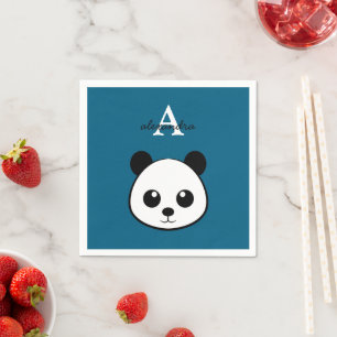 Cute Panda Bear Napkins – Personalized Monogram