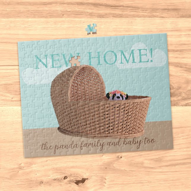 Cute Panda Bear New Home Jigsaw Puzzle (A fun puzzle to treat your new neighbors to. Just add their names!)