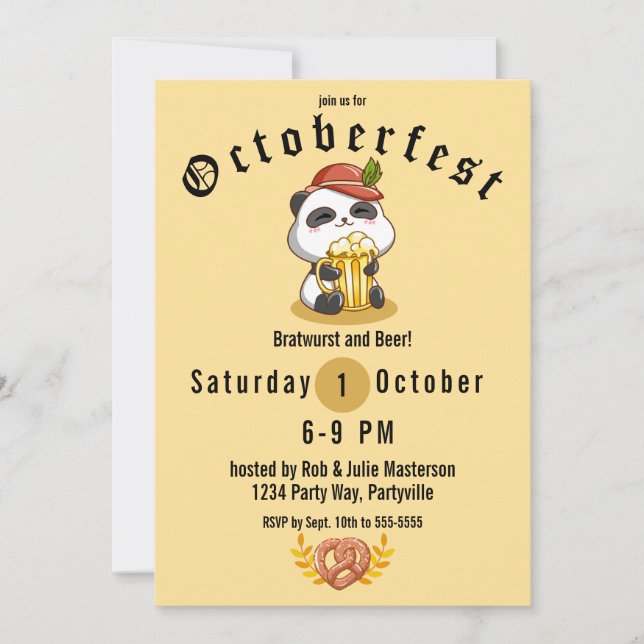 Cute Panda Bear Oktoberfest Invitation (Front)