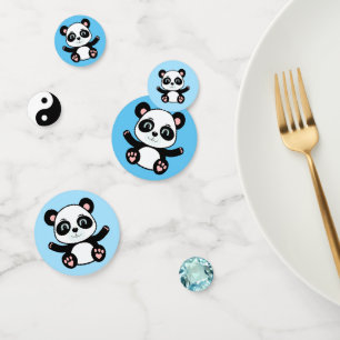 Cute panda bear on Columbia blue Confetti