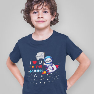 Cute Panda Bear On Rocket Ship Kids Personalised T-Shirt