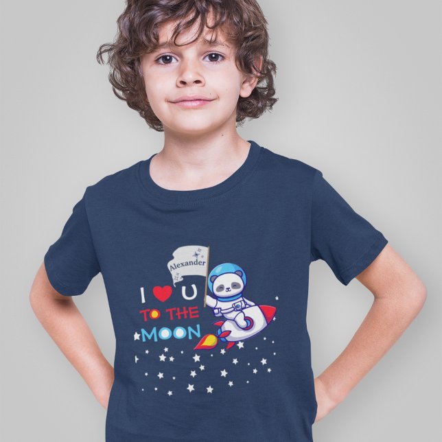Cute Panda Bear On Rocket Ship Kids Personalised T-Shirt (Creator Uploaded)