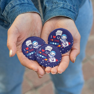 Cute Panda Bear On Rocket Ship Kids Personalized 10 Cm Round Badge