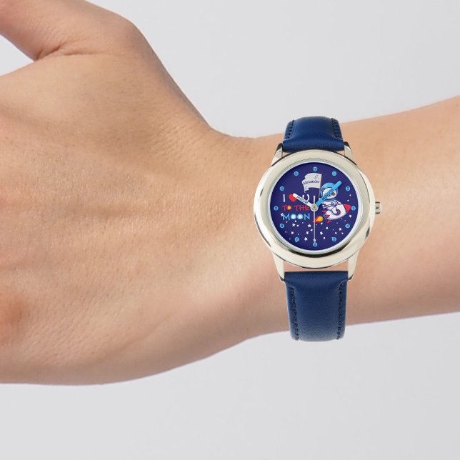 Cute Panda Bear On Rocket Ship Kids Personalized Watch (Creator Uploaded)