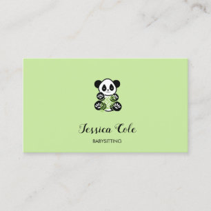 Cute panda bear pale green business card