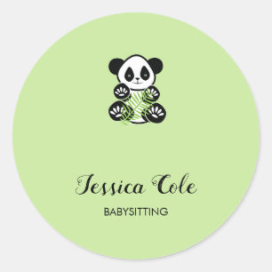 Cute panda bear pale green classic round sticker
